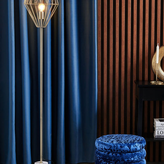 Floor Lamp 160cm Brass Metal Diamond Geometric Cage Shade Industrial Lighting Elegance