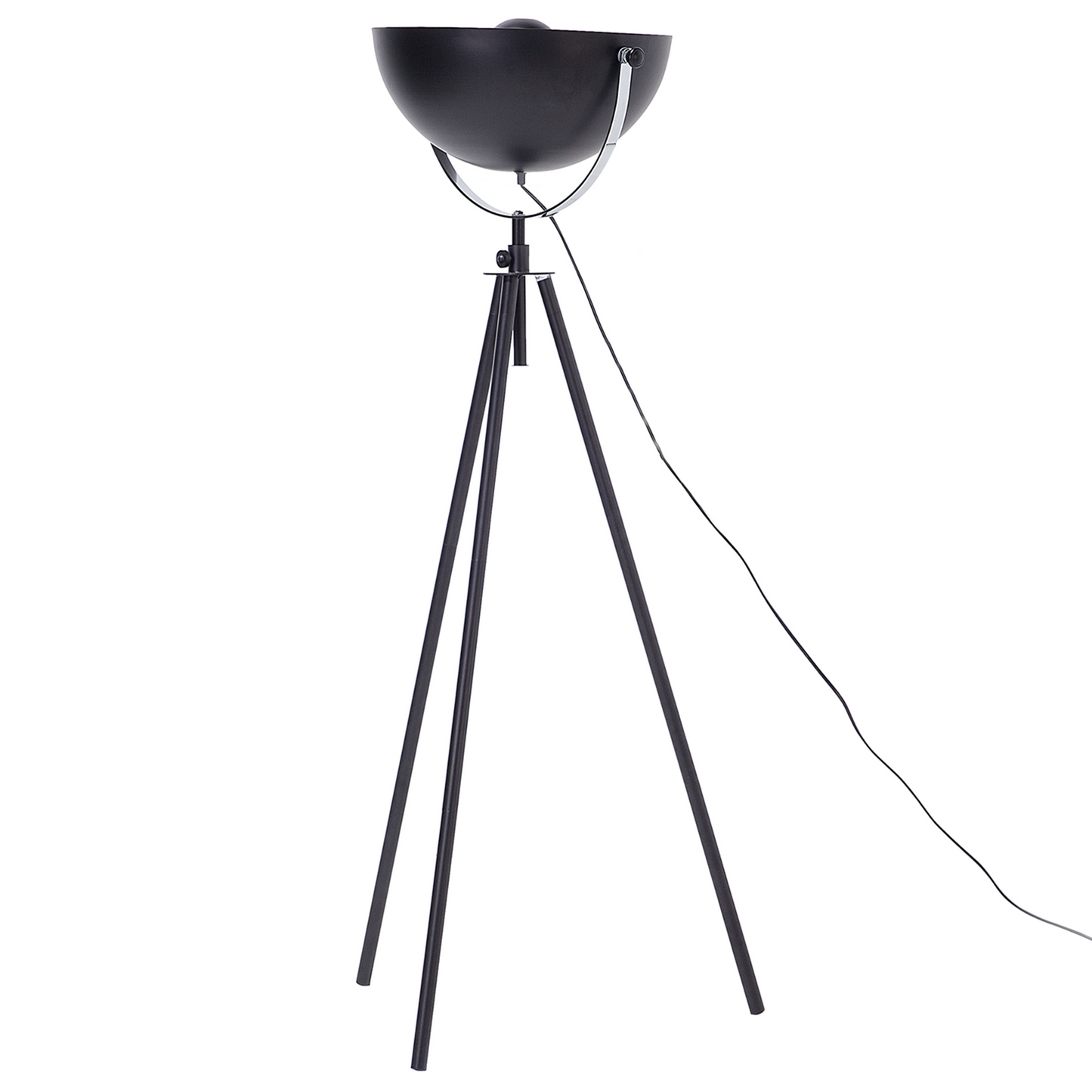 Floor Lamp Black and Gold 170cm Tripod Base with Adjustable Open Shade Industrial