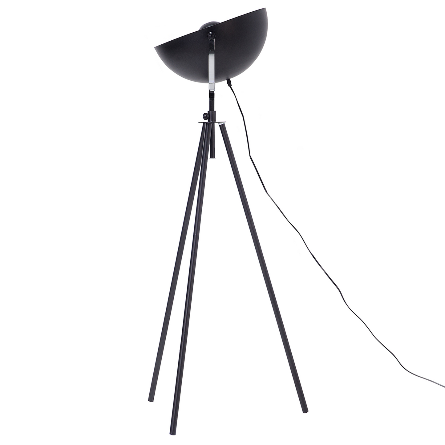 Floor Lamp Black and Gold 170cm Tripod Base with Adjustable Open Shade Industrial