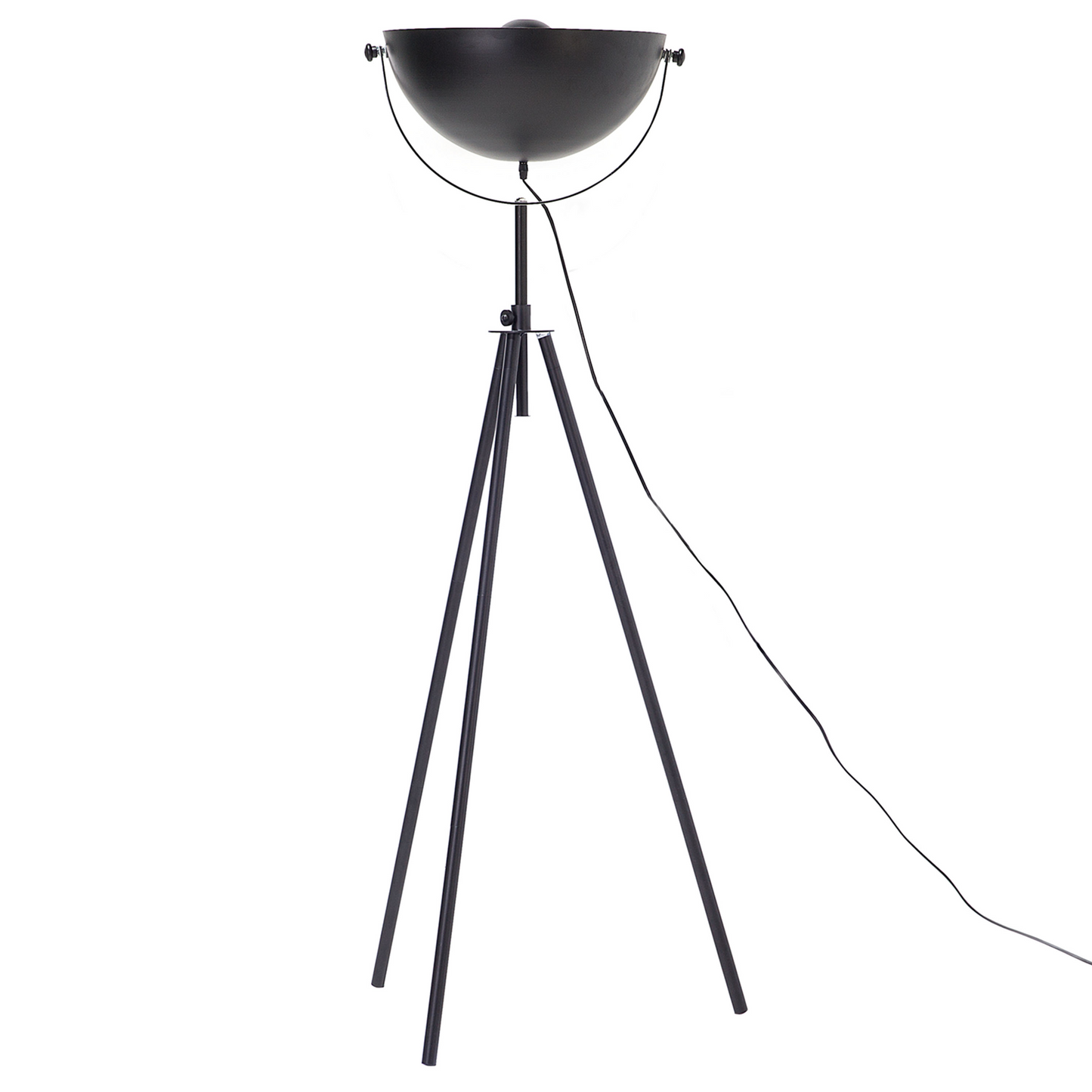 Floor Lamp Black and Gold 170cm Tripod Base with Adjustable Open Shade Industrial