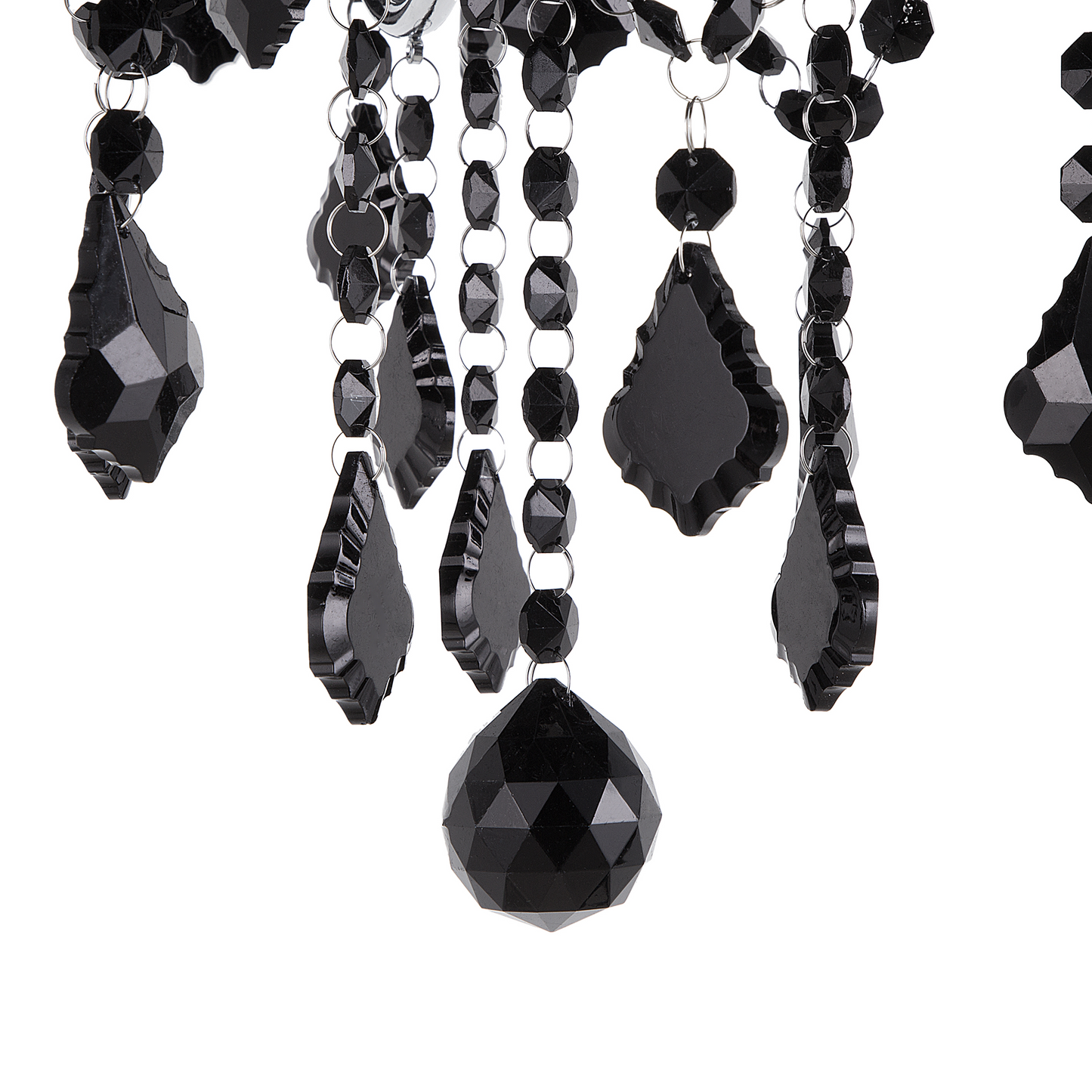 Pendant Lamp Silver Black Crystal Chandelier With 3 Lights