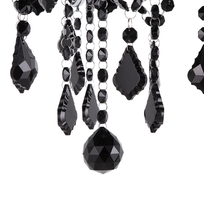 Pendant Lamp Silver Black Crystal Chandelier With 3 Lights