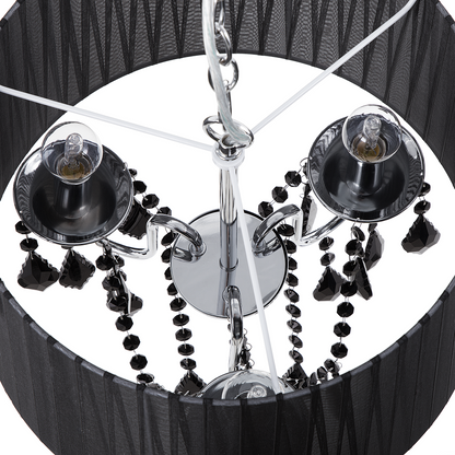 Pendant Lamp Silver Black Crystal Chandelier With 3 Lights