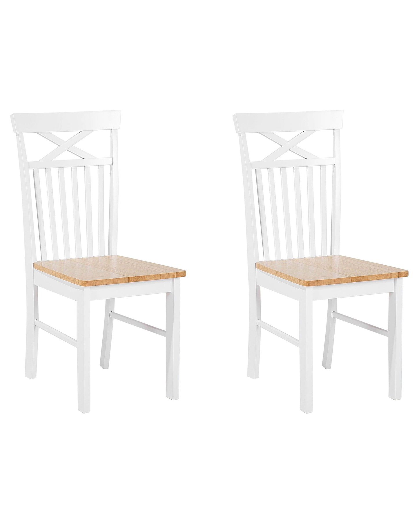Home Set Of 2 White Wood Dining Chairs With Light Wood Accents