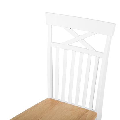 Home Set Of 2 White Wood Dining Chairs With Light Wood Accents