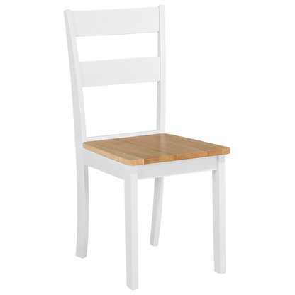 Set of 2 White Rubberwood Slat Back Dining Chairs Cottage Style