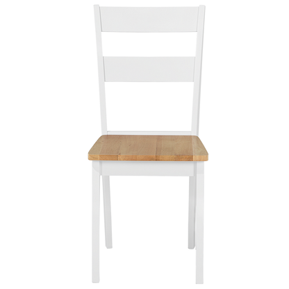Set of 2 White Rubberwood Slat Back Dining Chairs Cottage Style