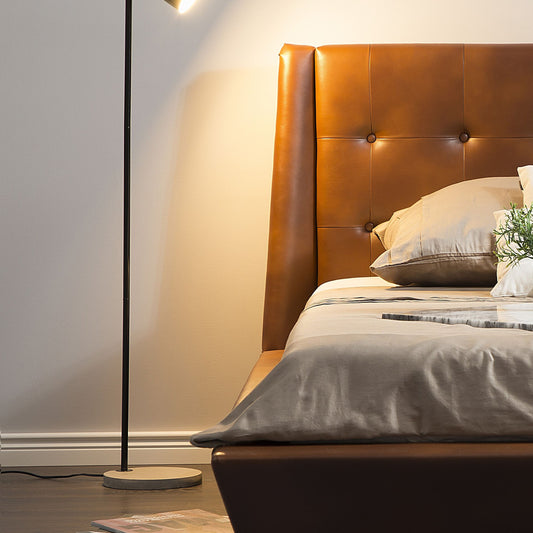 Floor Lamp Black Metal With 149cm Concrete Base And Adjustable Shade Industrial Design