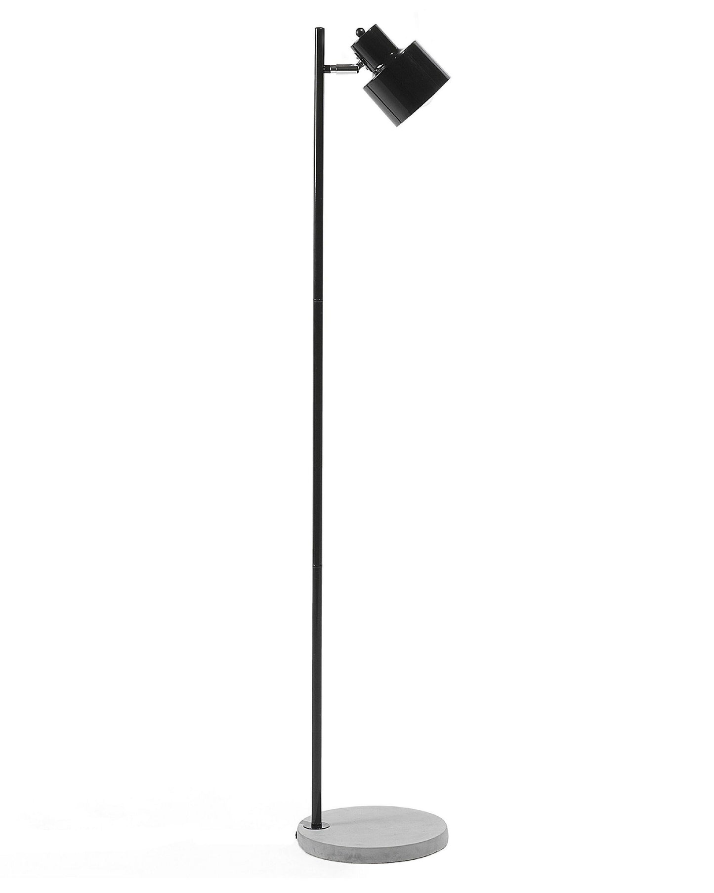 Floor Lamp Black Metal With 149cm Concrete Base And Adjustable Shade Industrial Design