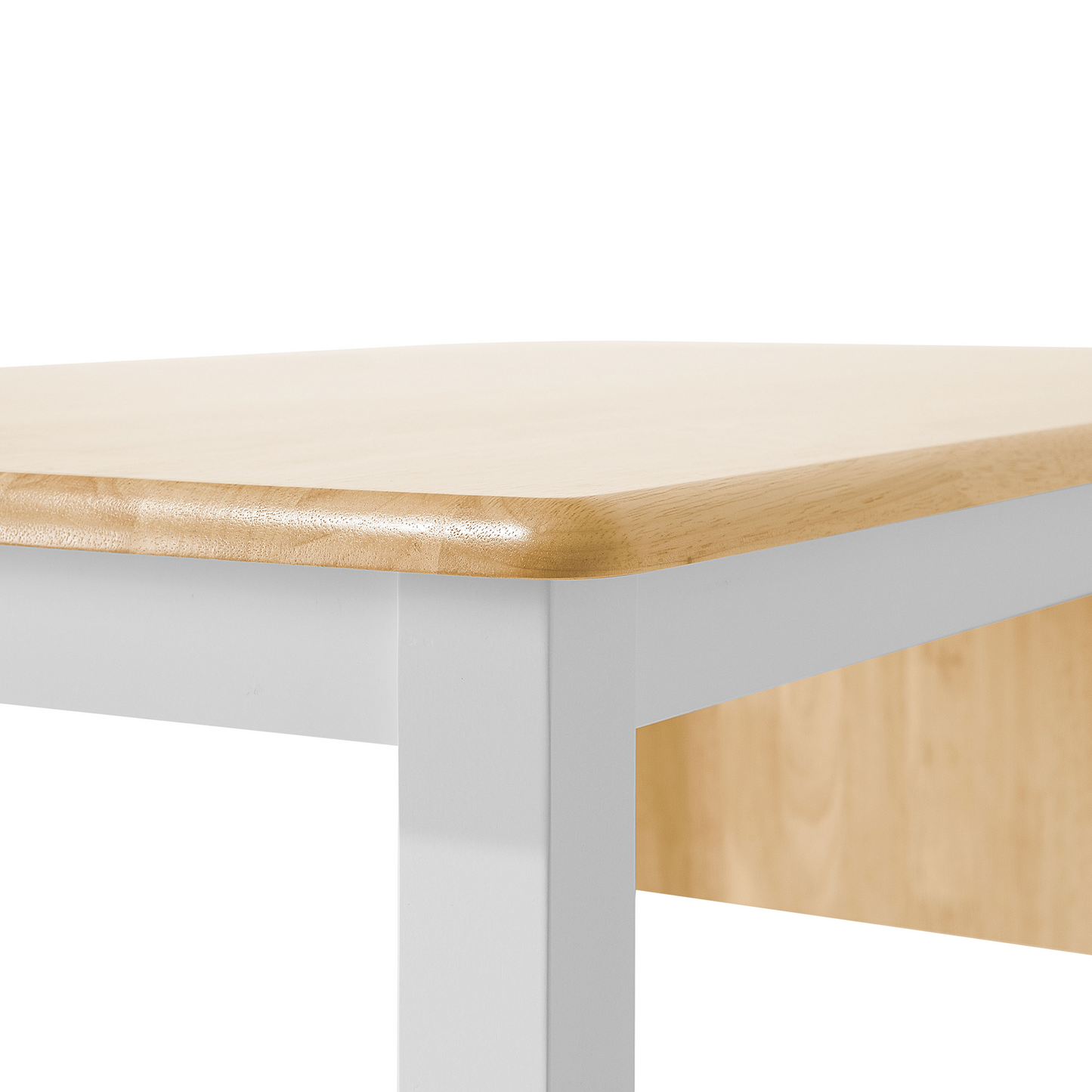 Dining Table Light Brown Rubberwood Drop Leaf White Legs