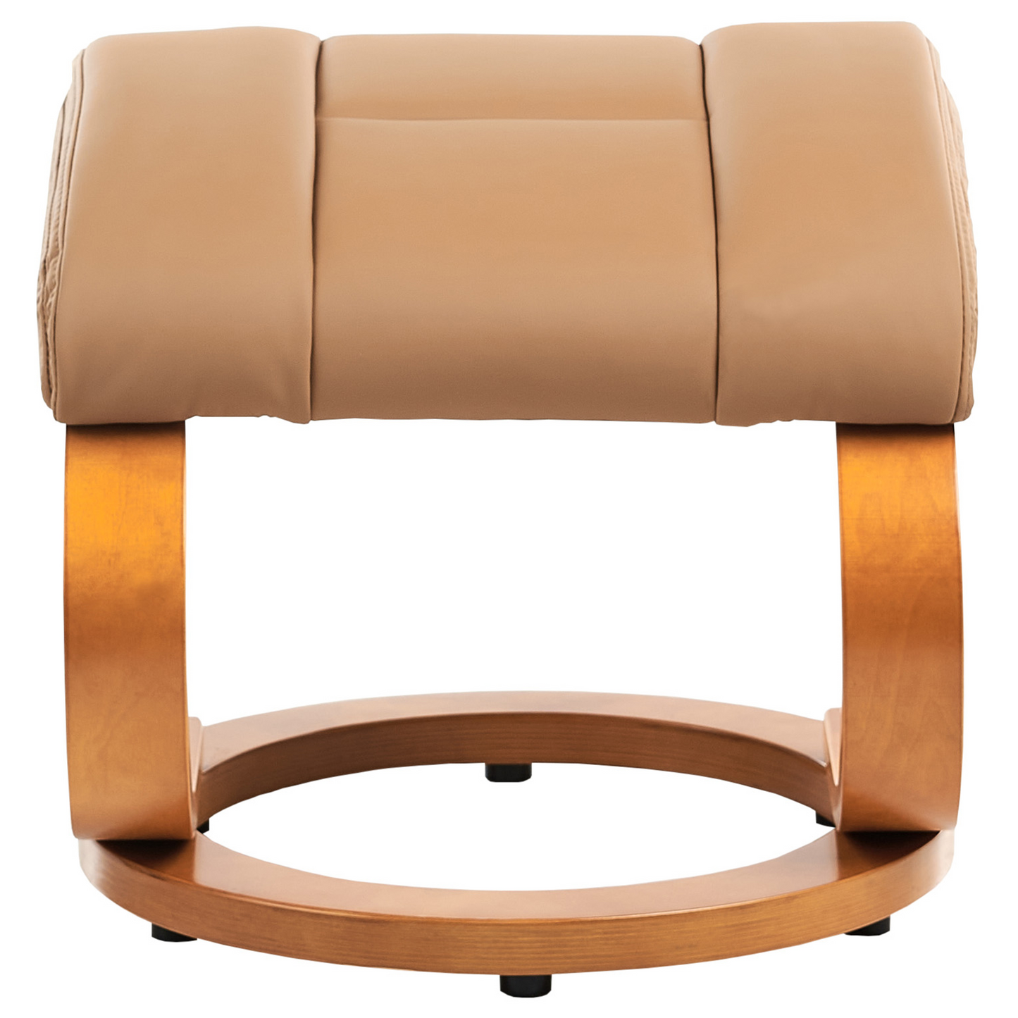 Beige Faux Leather Heated Recliner With Footstool 5 Massage Modes