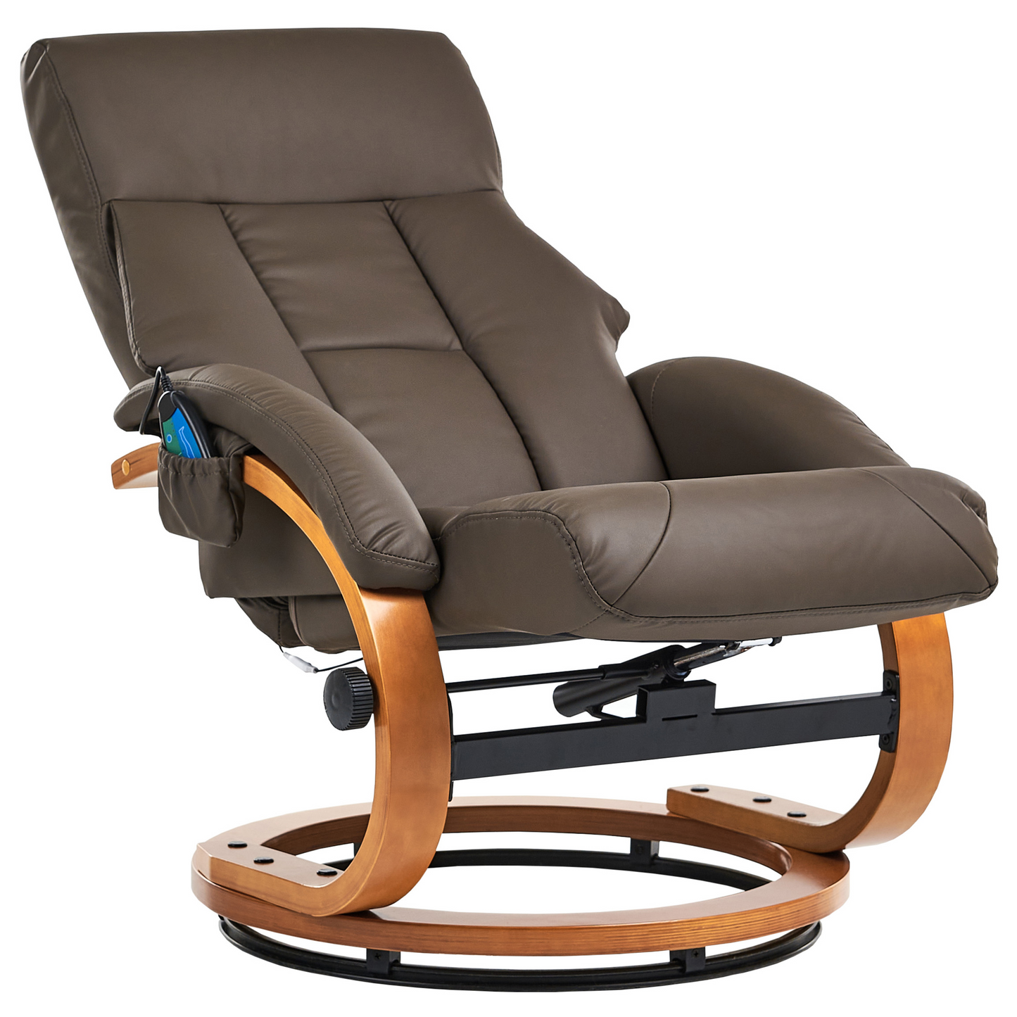 Brown Faux Leather Recliner Armchair With Footstool Heated Massage 5 Modes Retro Design