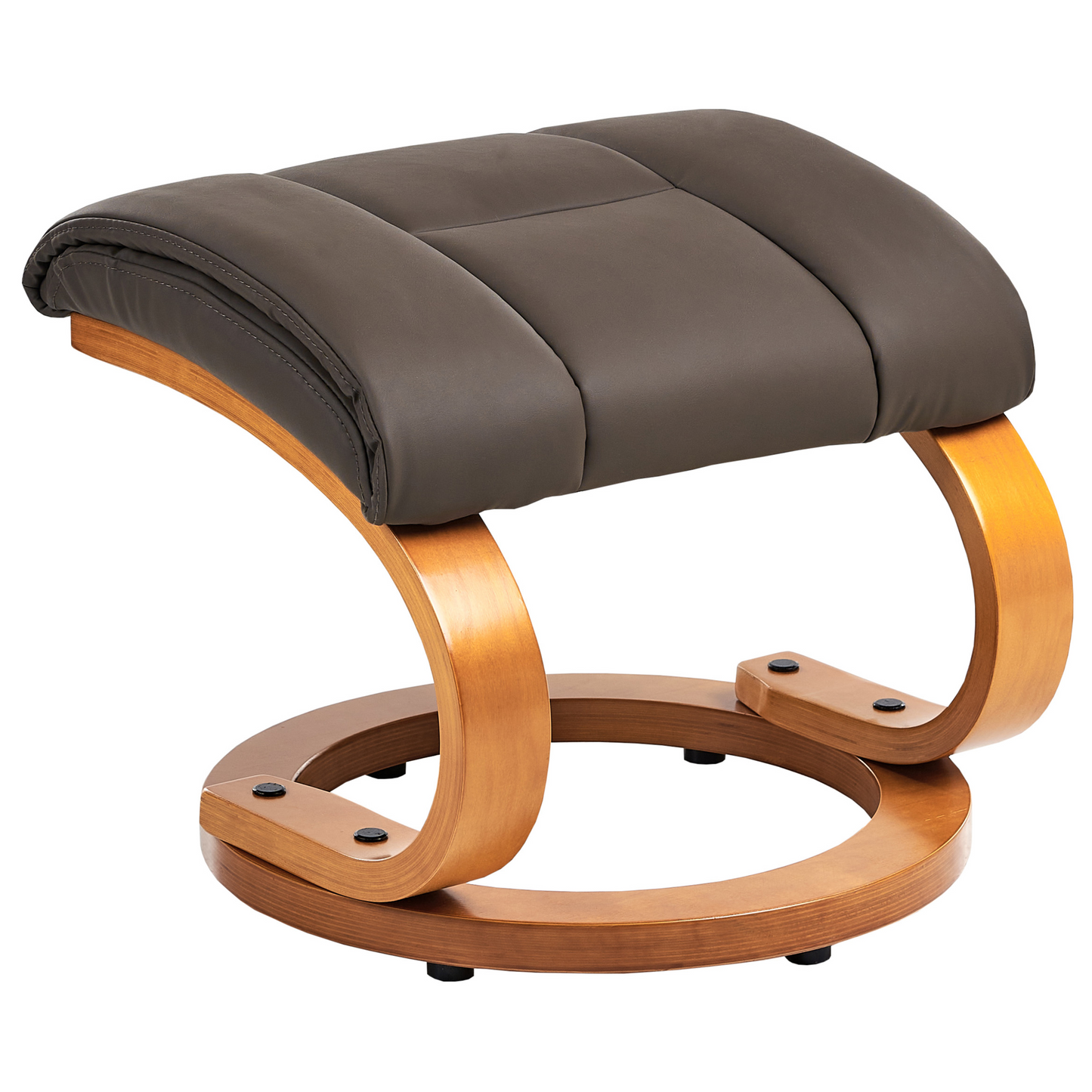 Brown Faux Leather Recliner Armchair With Footstool Heated Massage 5 Modes Retro Design