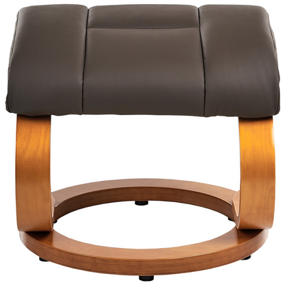 Brown Faux Leather Recliner Armchair With Footstool Heated Massage 5 Modes Retro Design