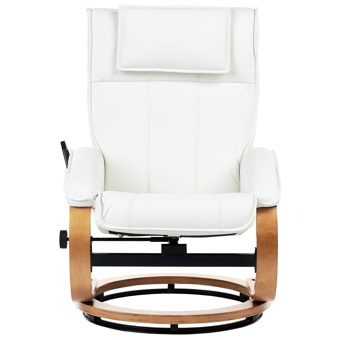 Retro Recliner Armchair White Faux Leather Heated Massage