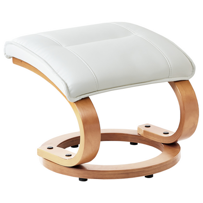 Retro Recliner Armchair White Faux Leather Heated Massage