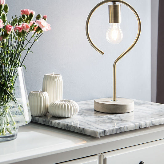 Brass Table Lamp With Concrete Base Industrial