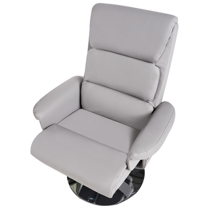Recliner Armchair Grey Footstool Faux Leather Heated Massage