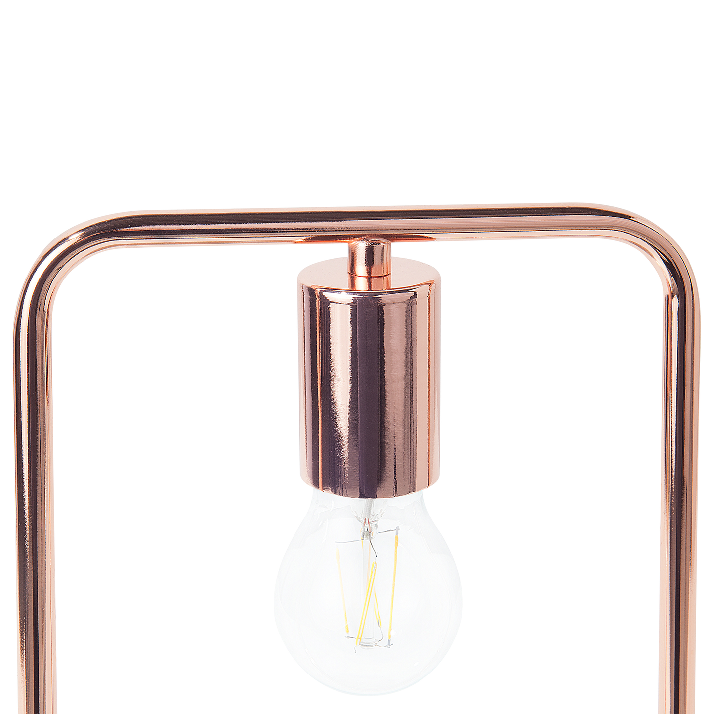 Industrial Copper Colour Table Lamp With Concrete Base And Copper Painted Pole Square Naked Shade