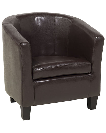 Belmont Home Club Armchair Brown Faux Leather Low Back Tub Retro