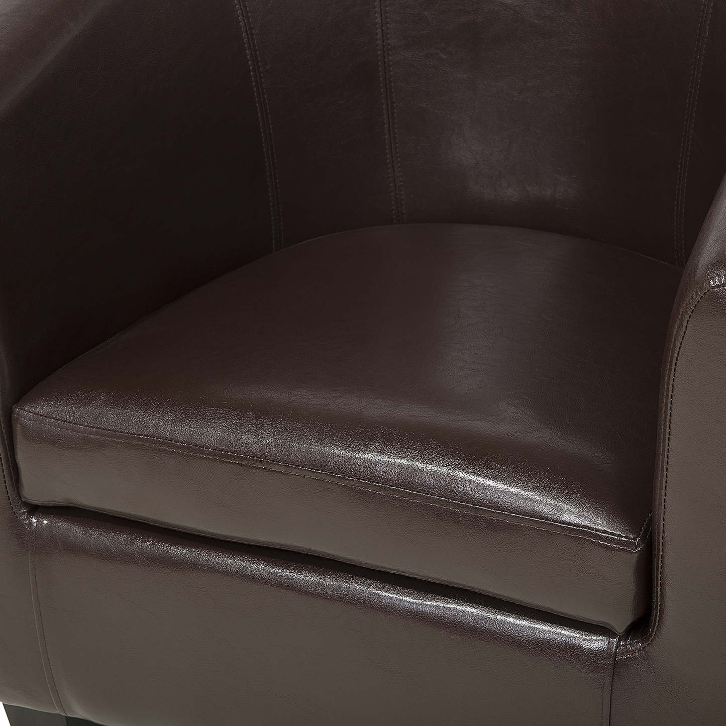 Belmont Home Club Armchair Brown Faux Leather Low Back Tub Retro