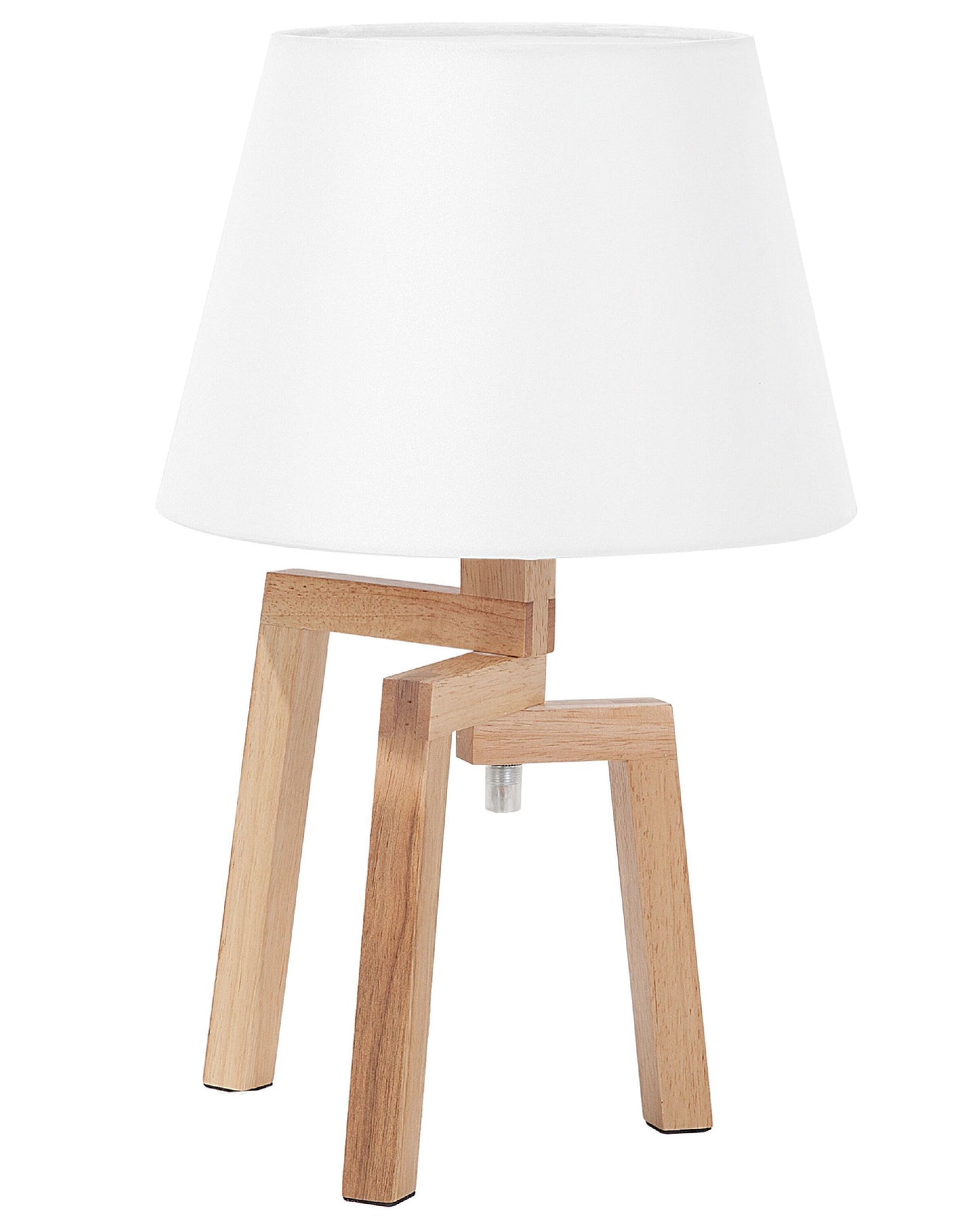 Aster Lux Tripod Table Lamp White Cotton Shade Light Brown Legs