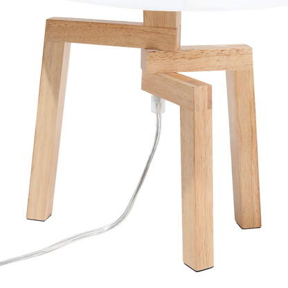 Aster Lux Tripod Table Lamp White Cotton Shade Light Brown Legs