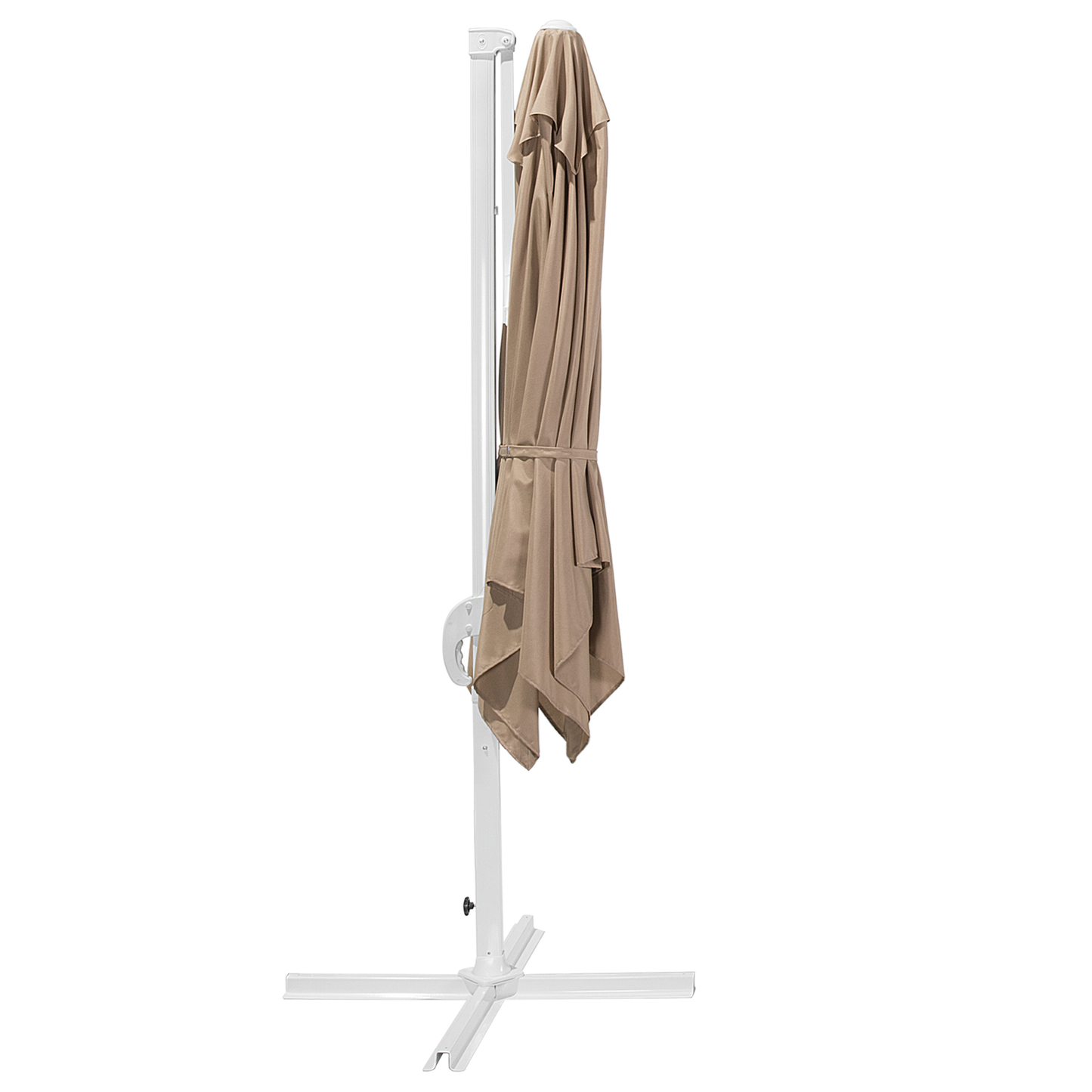 Garden Sun Parasol 235cm Cantilever White Pole Sand Beige Canopy Crank Mechanism