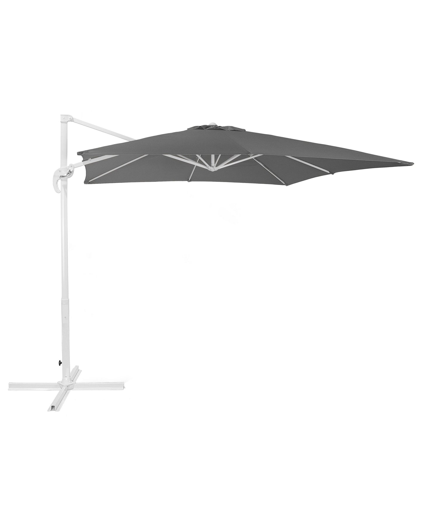 Garden Sun Parasol 235cm Grey Canopy White Pole Cantilever Crank
