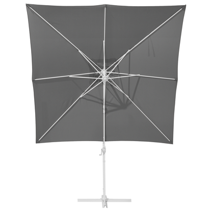Garden Sun Parasol 235cm Grey Canopy White Pole Cantilever Crank