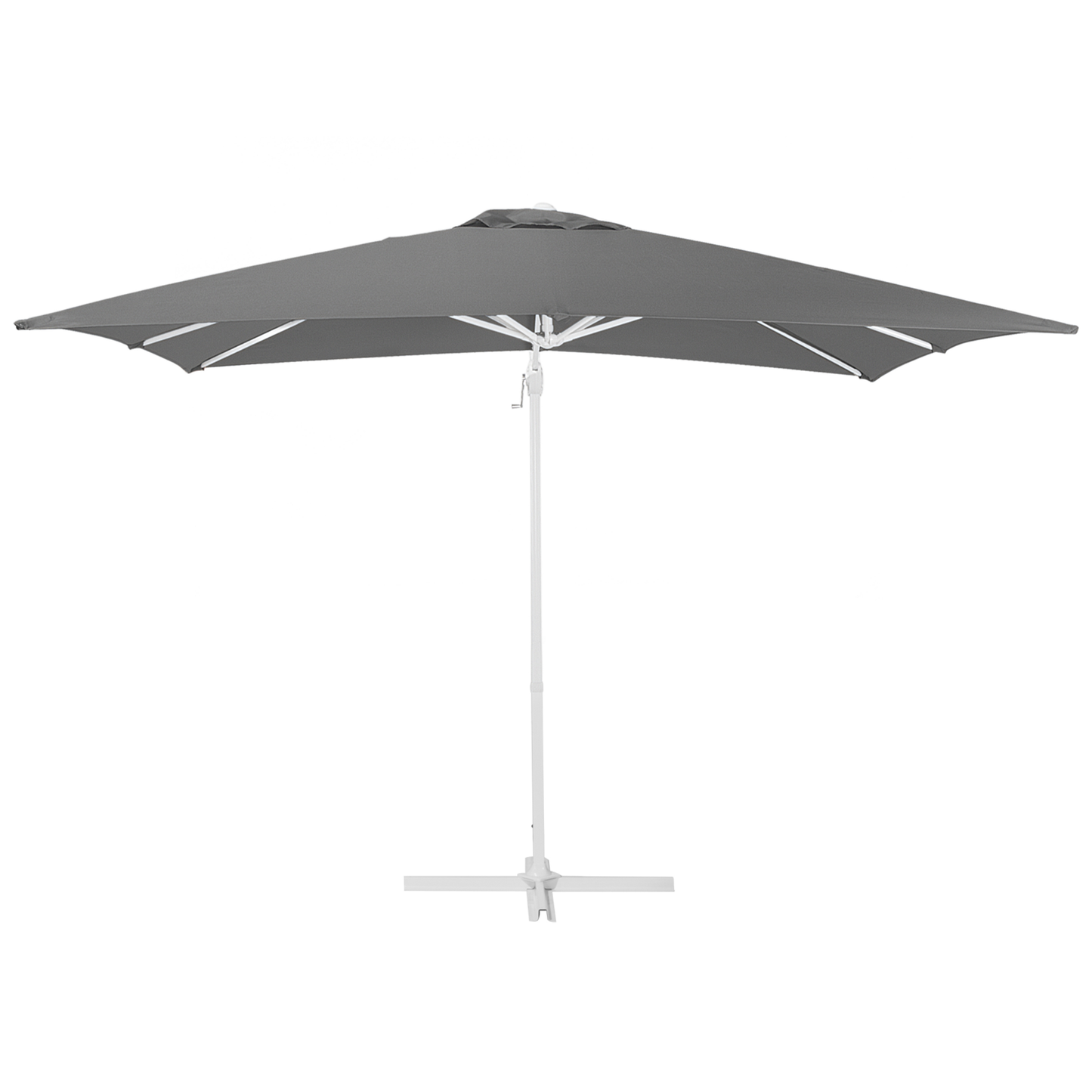 Garden Sun Parasol 235cm Grey Canopy White Pole Cantilever Crank