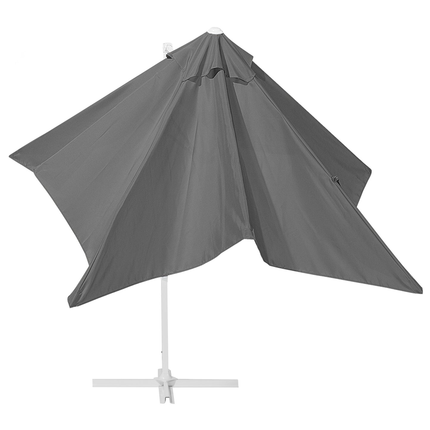 Garden Sun Parasol 235cm Grey Canopy White Pole Cantilever Crank