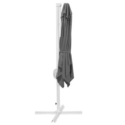 Garden Sun Parasol 235cm Grey Canopy White Pole Cantilever Crank