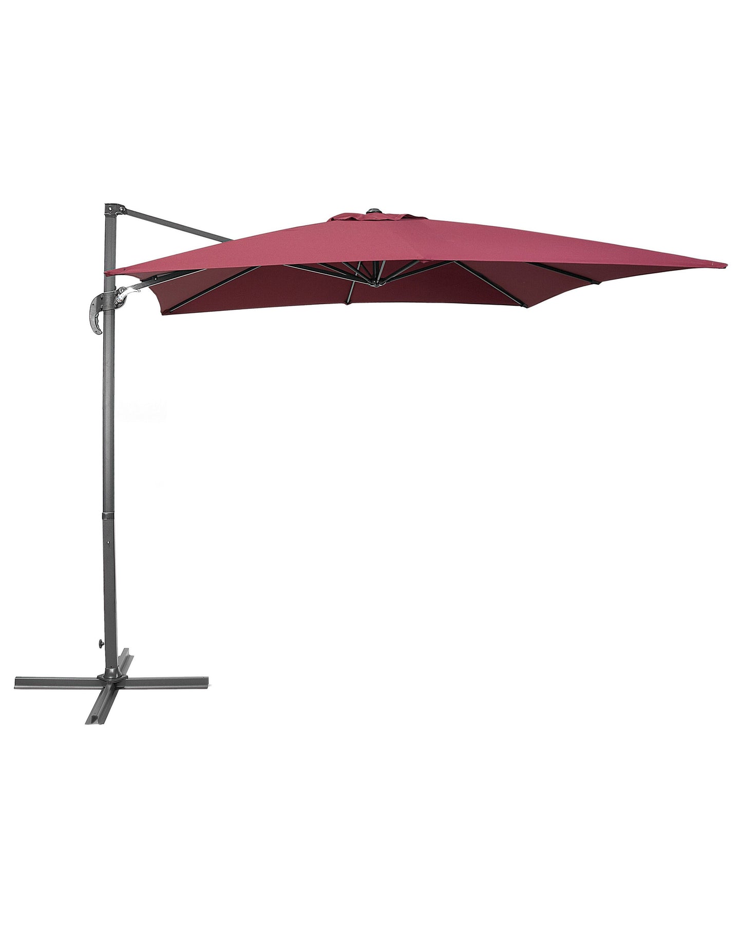 Garden Sun Parasol Burgundy Canopy Black Steel Cantilever 235cm Crank
