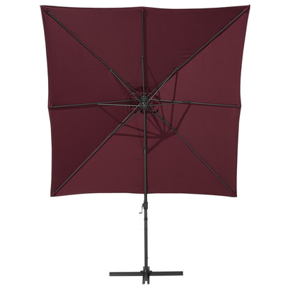 Garden Sun Parasol Burgundy Canopy Black Steel Cantilever 235cm Crank