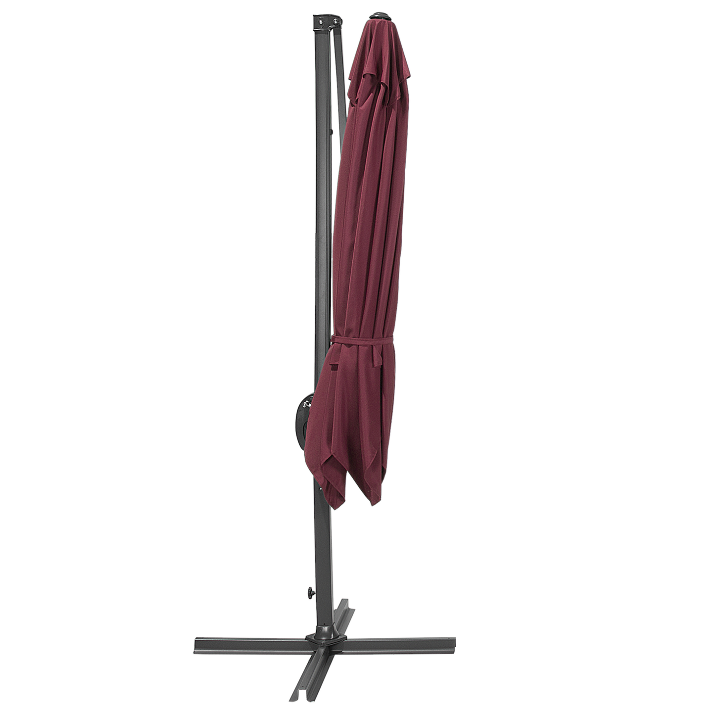 Garden Sun Parasol Burgundy Canopy Black Steel Cantilever 235cm Crank