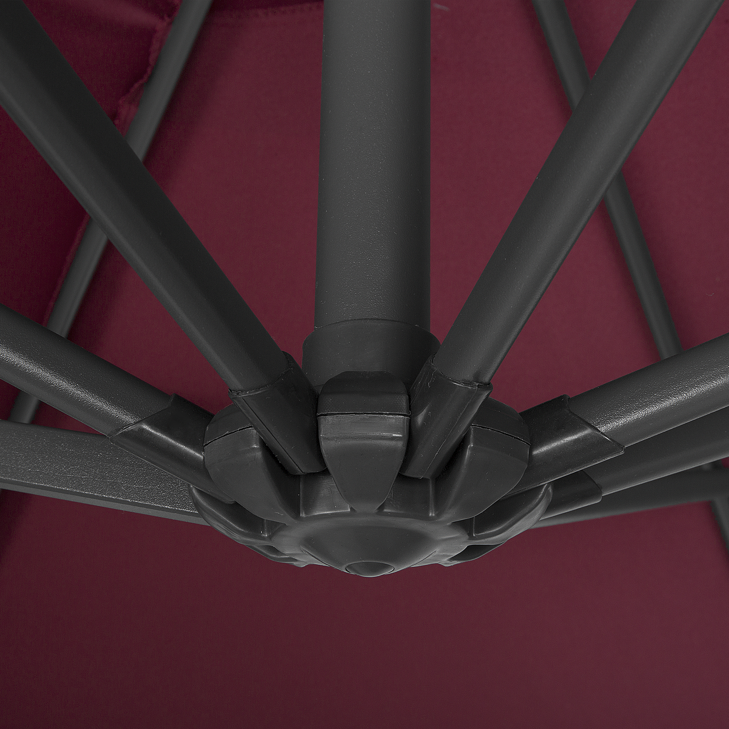 Garden Sun Parasol Burgundy Canopy Black Steel Cantilever 235cm Crank