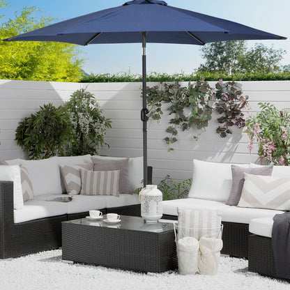 Garden Sun Parasol Navy Blue 230cm Weather Resistant Patio Umbrella