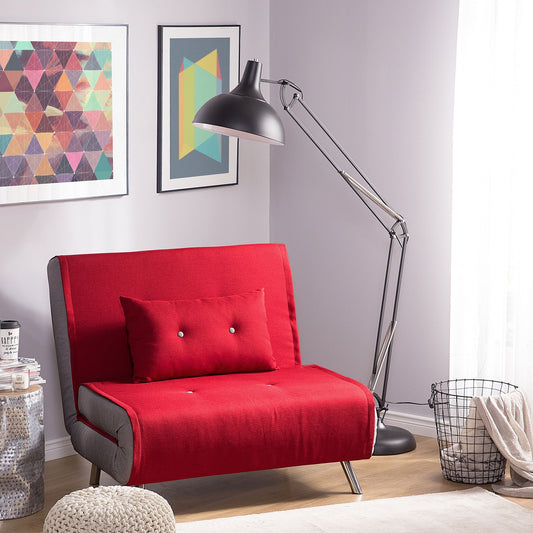 Sofa Bed Red Fabric Single Sleeper Fold Out