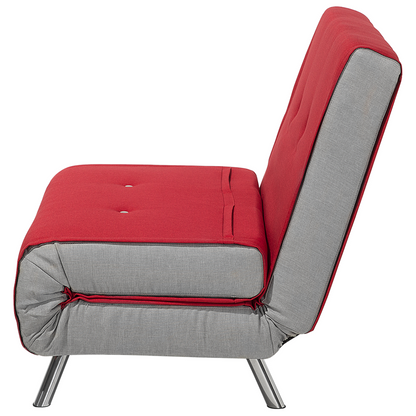 Sofa Bed Red Fabric Single Sleeper Fold Out