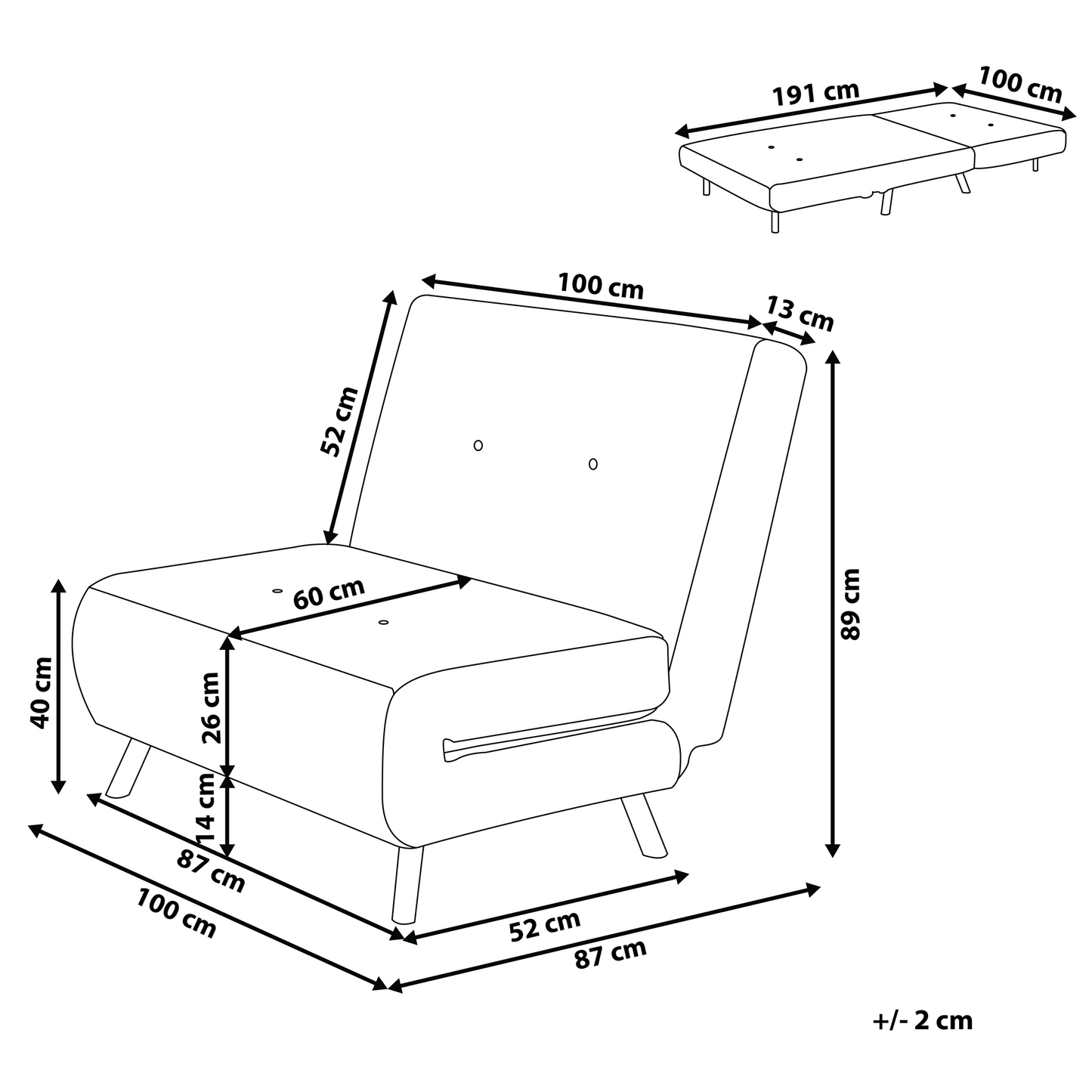 Sofa Bed Red Fabric Single Sleeper Fold Out