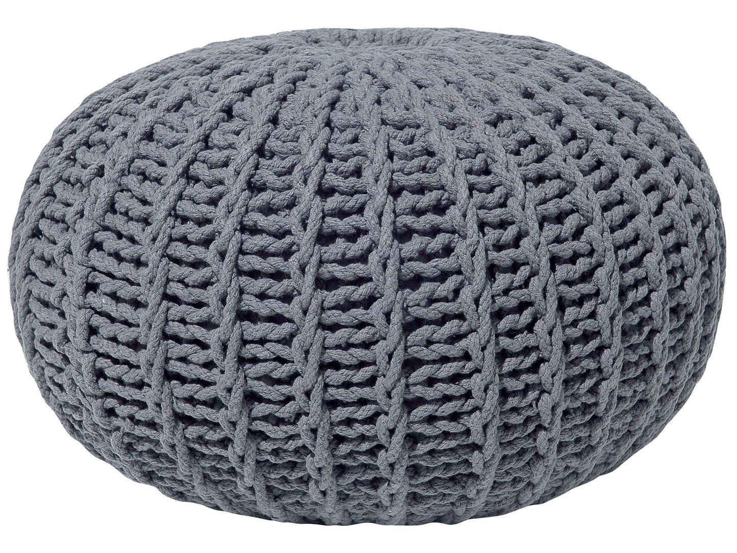 Nordic Nest Grey Knitted Cotton Pouf Ottoman 50 x 35cm