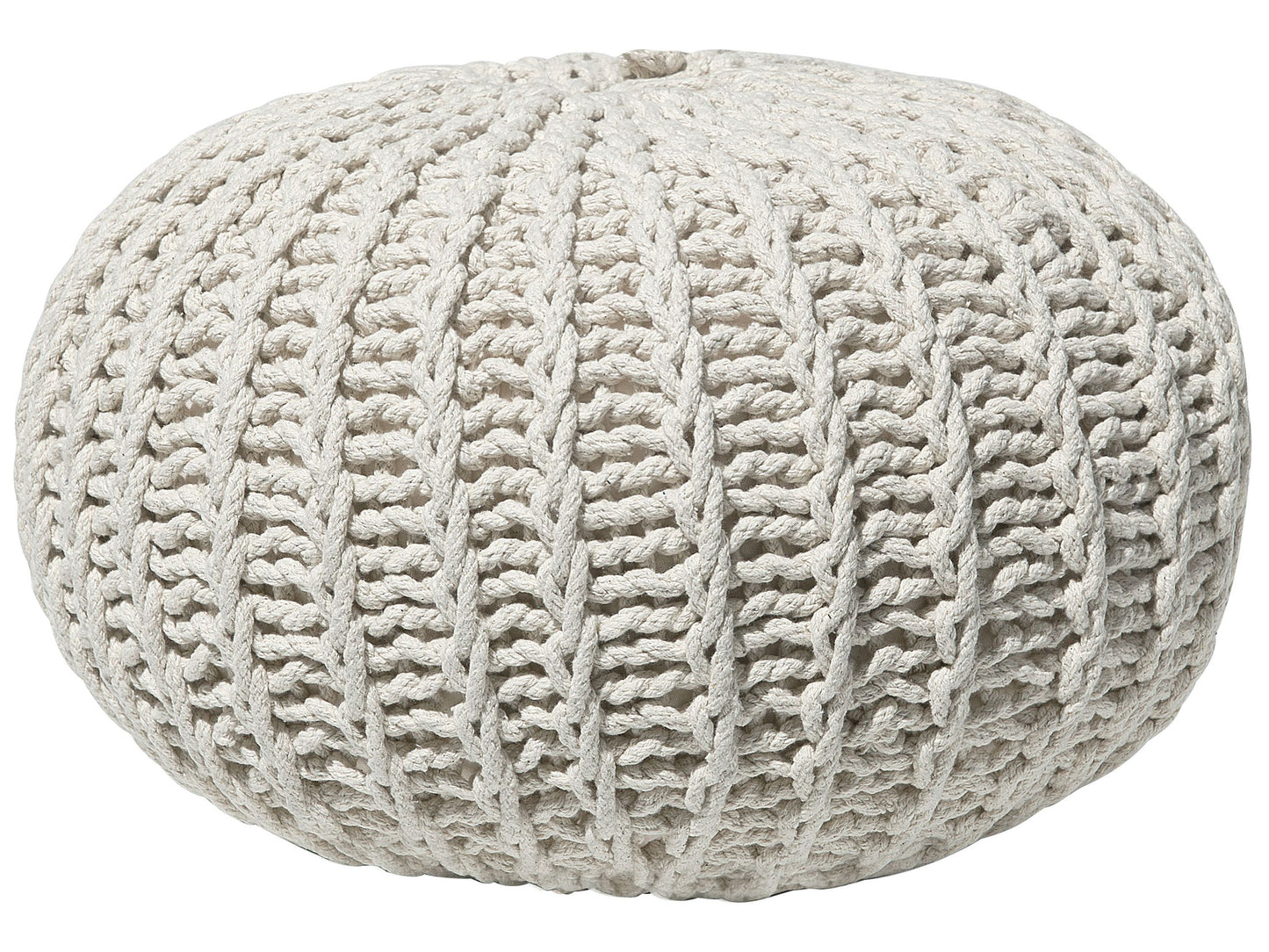Pouf Ottoman Beige Knitted Cotton EPS Beads 50 x 35cm