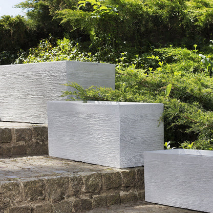 Verdant Living White Fibre Clay Rectangular Plant Pot 60 x 29 x 30cm