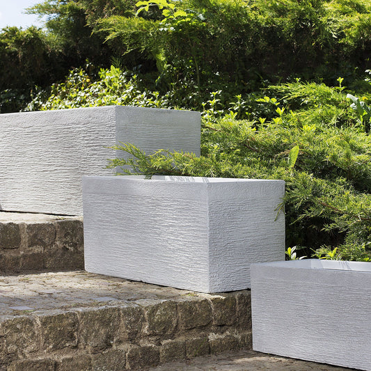 Verdant Living White Fibre Clay Rectangular Plant Pot 60 x 29 x 30cm