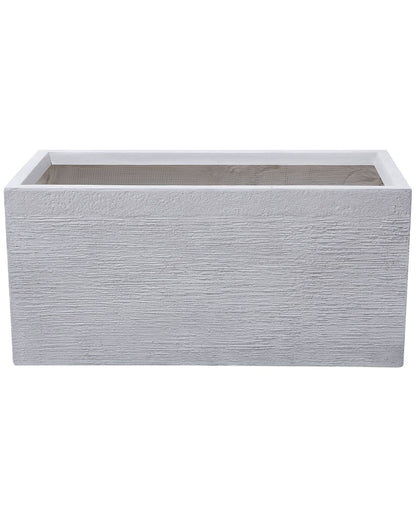 White Fibre Clay Rectangular Planter Indoor Outdoor 80 X 37 X 38cm With Drainage Holes