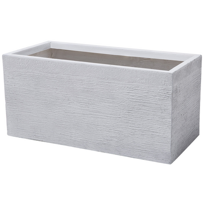 White Fibre Clay Rectangular Planter Indoor Outdoor 80 X 37 X 38cm With Drainage Holes