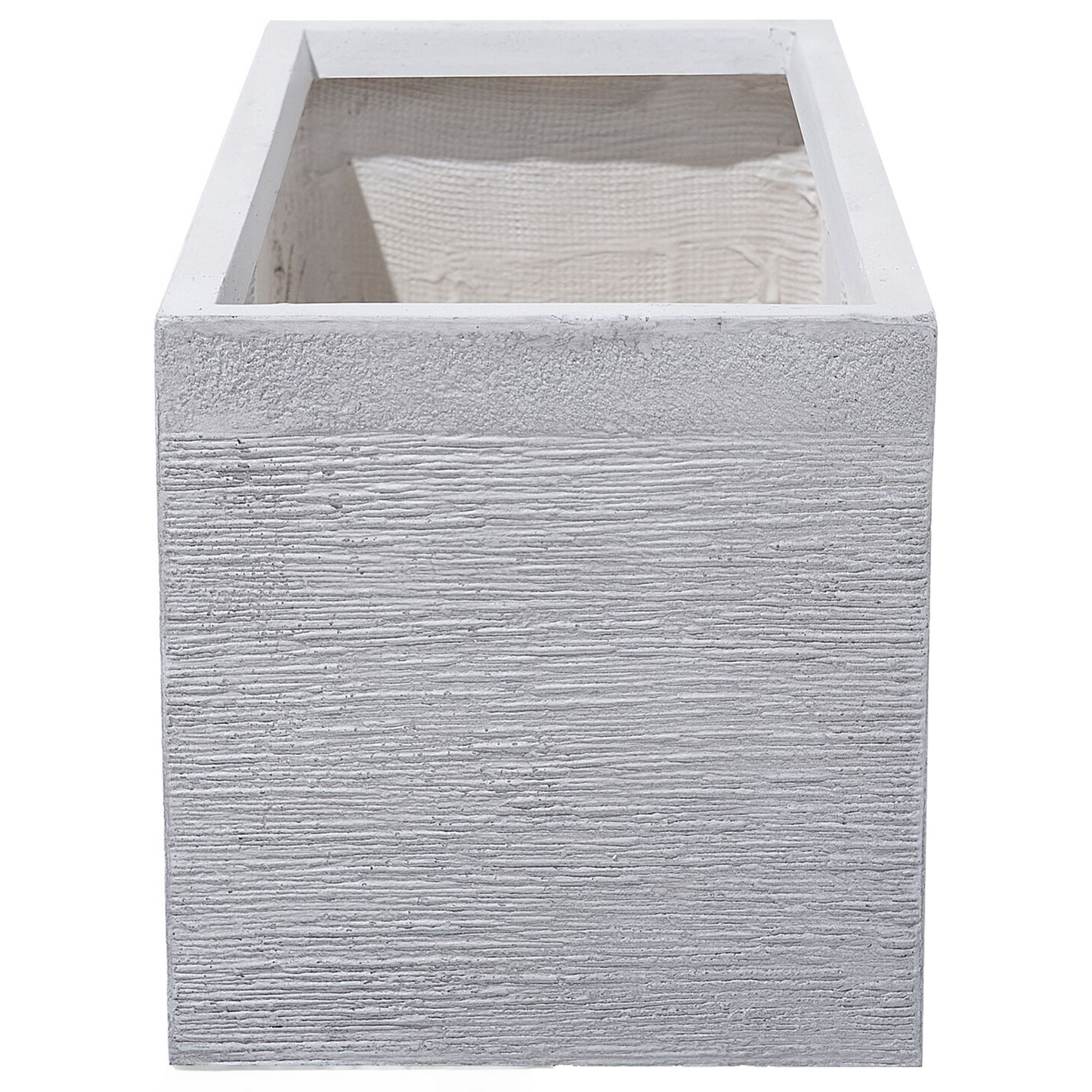 White Fibre Clay Rectangular Planter Indoor Outdoor 80 X 37 X 38cm With Drainage Holes