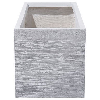 White Fibre Clay Rectangular Planter Indoor Outdoor 80 X 37 X 38cm With Drainage Holes