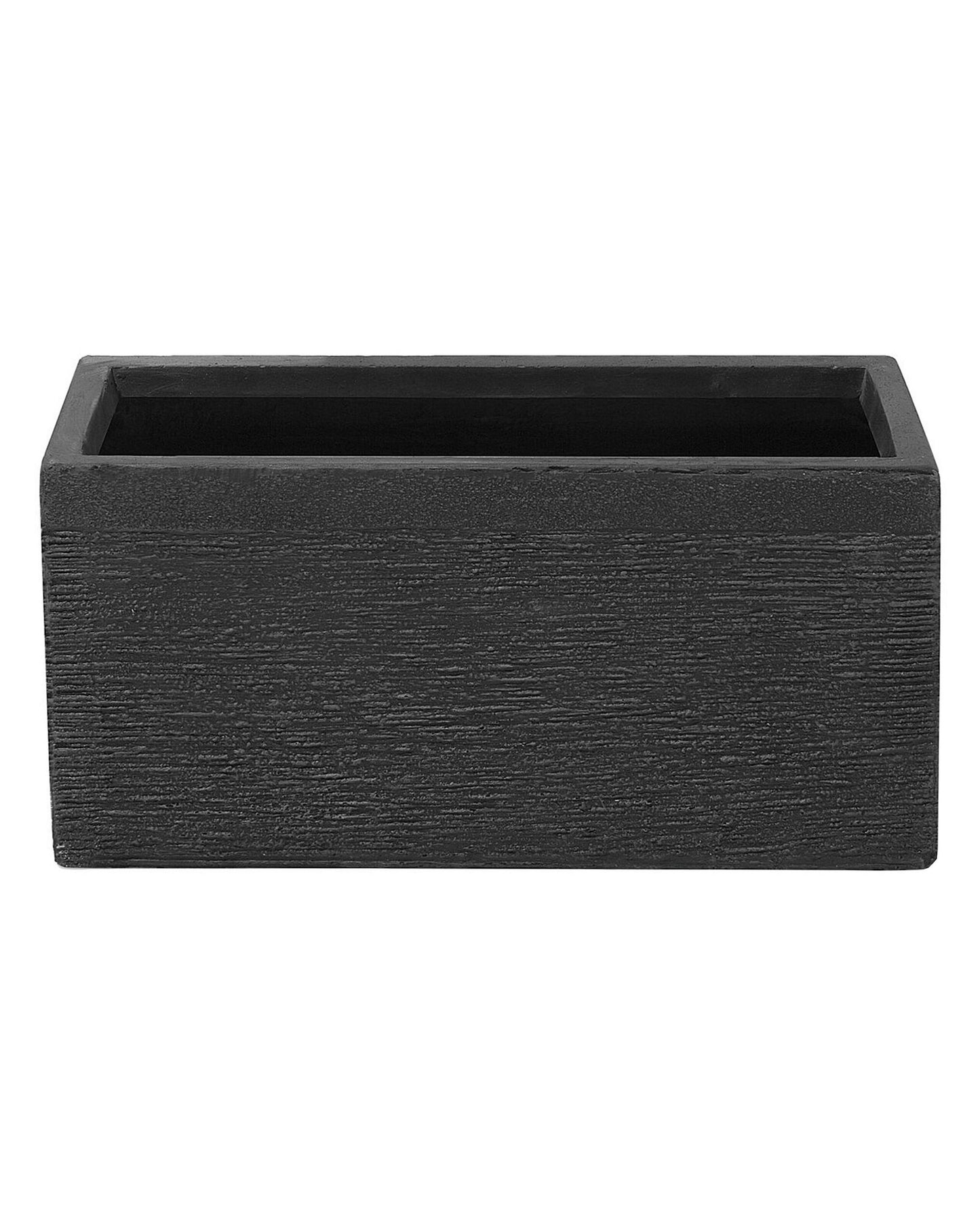 Black Fibre Clay Plant Pot Rectangular Indoor Outdoor Planter 50 x 23 x 24cm With Drainage Holes